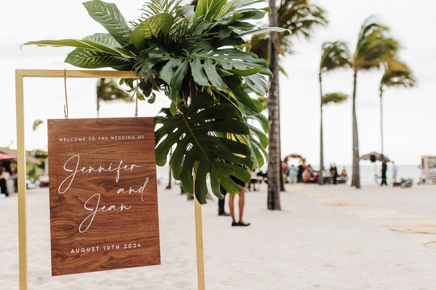 Welcome sign for Jennifer and Jean's Four Seasons Punta Mita wedding