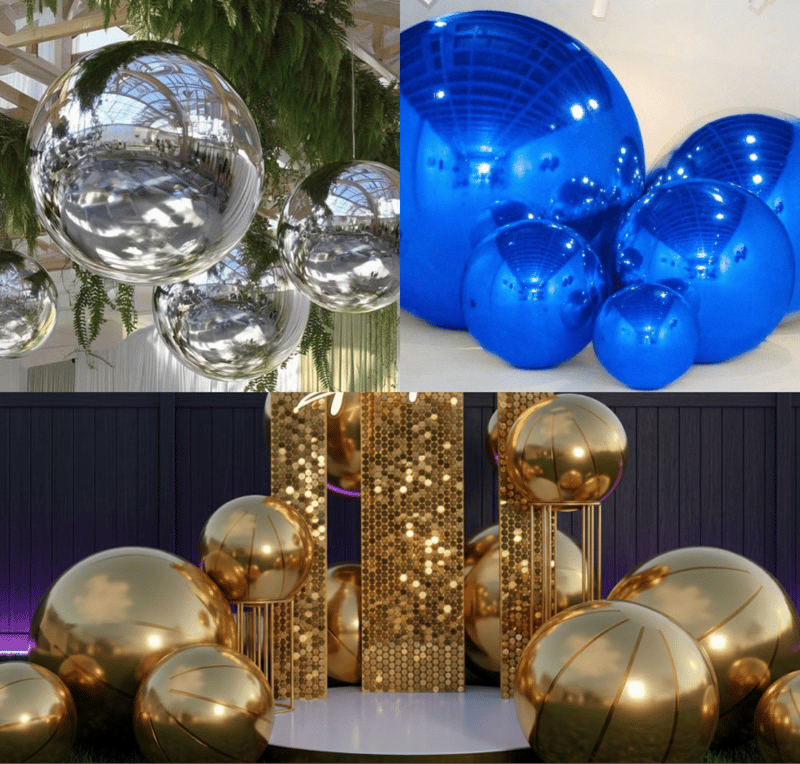 Inflatable chrome spears - silver, gold, royal blue